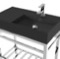 Modern Matte Black Ceramic Console Sink and Polished Chrome Base, 32